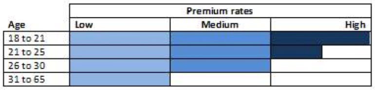 Car insurance premium rates by age