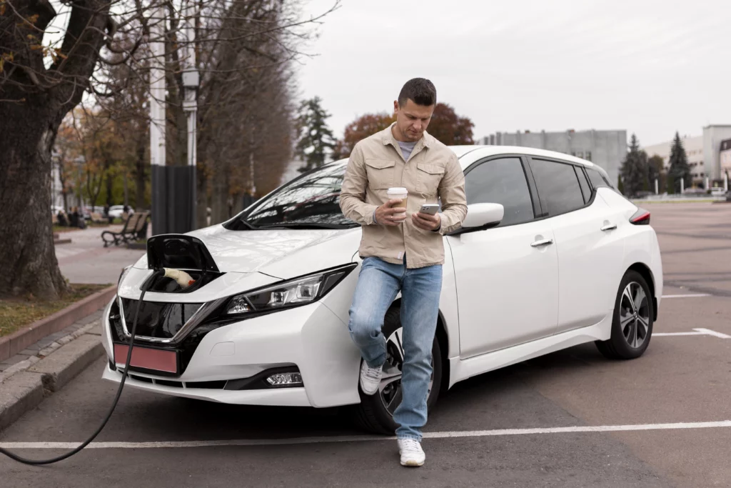 close up new electric car